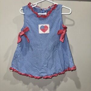 Bitty Baby‎ American Girl Gingham Dress Patriotic Heart Size 3 100% Cotton